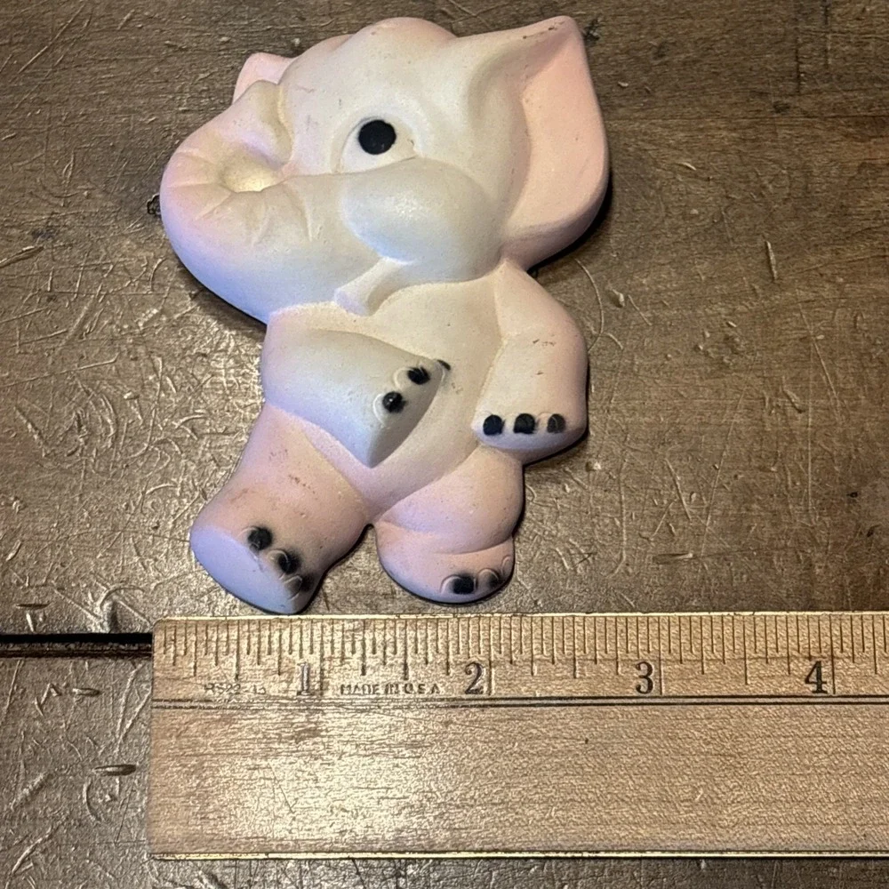 VTG 60s MCM Pink Elephant Miller Studios Chalkware Wall Plaque Hanging Art Decor